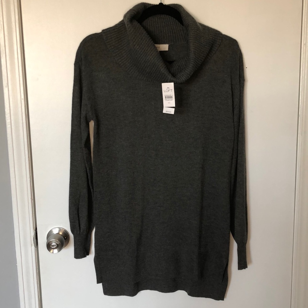 NWT Charcoal Gray LOFT Cowlneck Turtleneck Sweater Size XS
